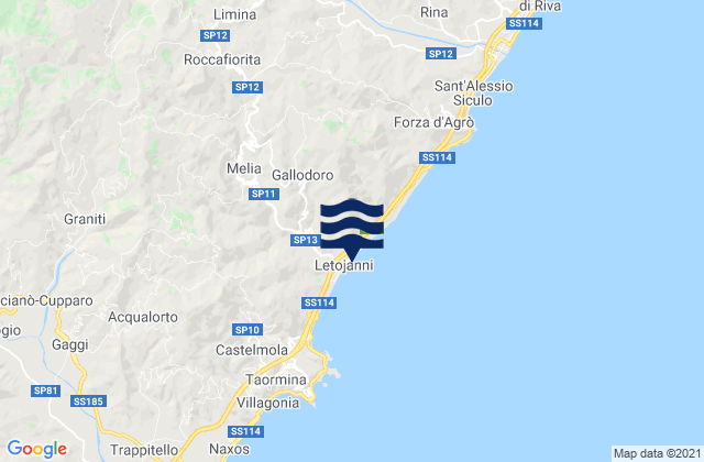 Mappa delle maree di Gallodoro, Italy