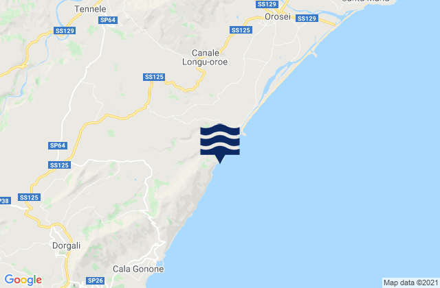 Mappa delle maree di Galtellì, Italy