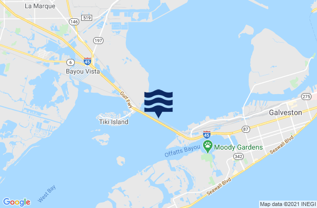 Mappa delle maree di Galveston Causeway RR. bridge, United States