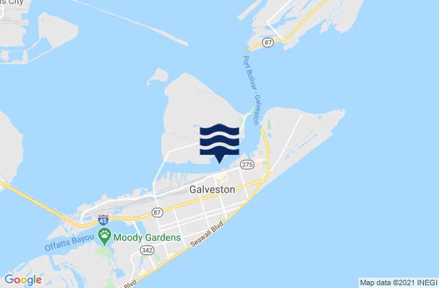 Mappa delle maree di Galveston Pier 21, United States