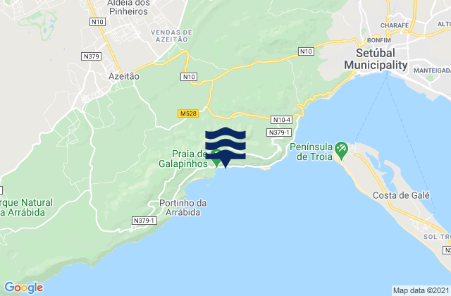 Mappa delle maree di Galápos beach, Portugal