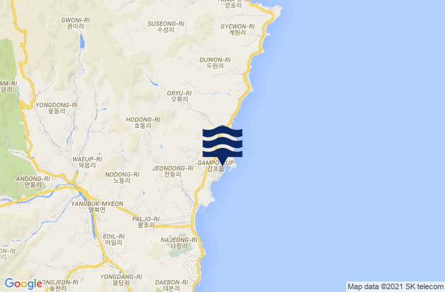 Mappa delle maree di Gampo, South Korea