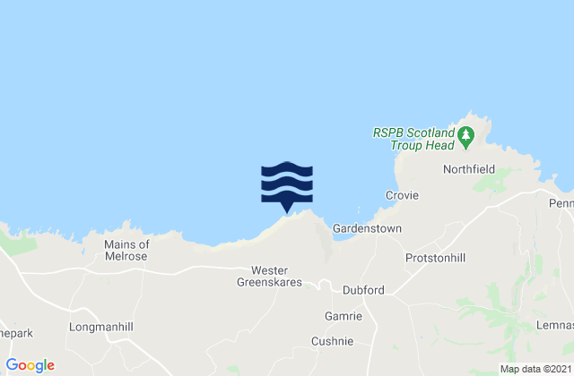 Mappa delle maree di Gamrie Bay, United Kingdom