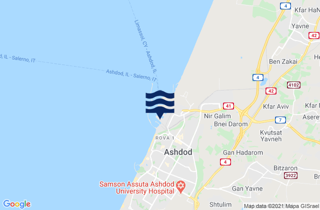 Mappa delle maree di Gan Yavne, Israel