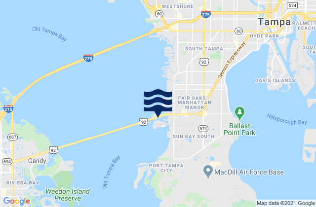 Mappa delle maree di Gandy Bridge Old Tampa Bay, United States