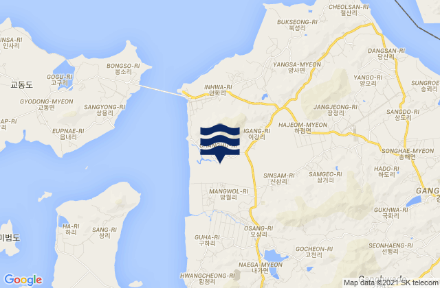 Mappa delle maree di Ganghwa-gun, South Korea
