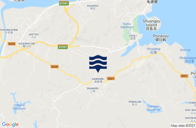 Mappa delle maree di Gangwei, China