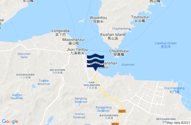 Mappa delle maree di Ganlan, China