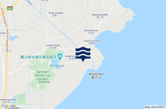 Mappa delle maree di Ganpu, China