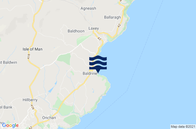 Mappa delle maree di Garwick Bay Beach, Isle of Man