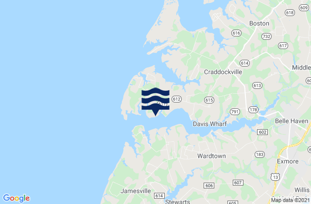 Mappa delle maree di Gaskins Point Occohannock Creek, United States