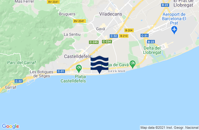 Mappa delle maree di Gavà, Spain