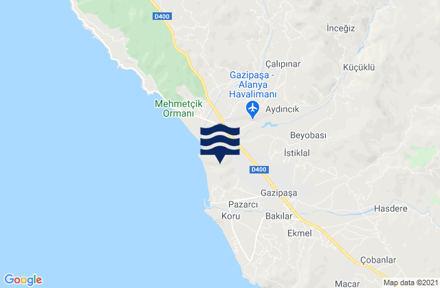 Mappa delle maree di Gazipaşa İlçesi, Turkey