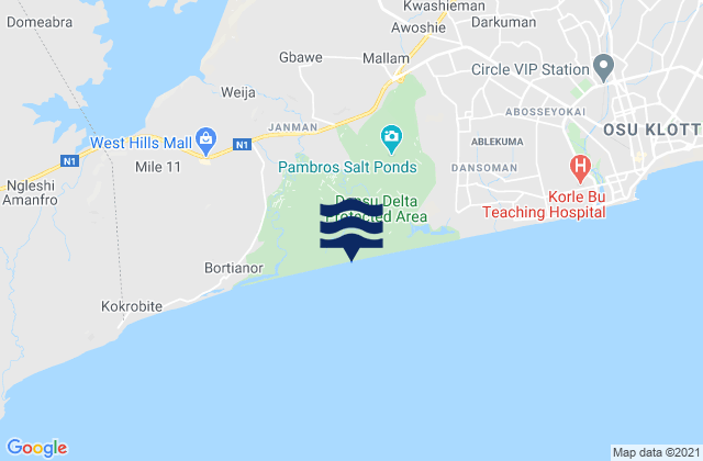 Mappa delle maree di Gbawe, Ghana