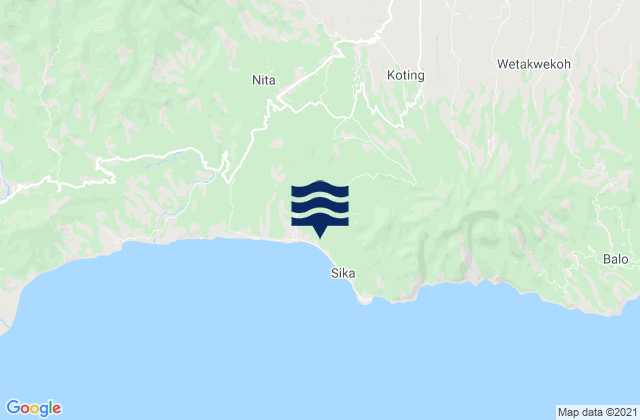 Mappa delle maree di Gehaklau, Indonesia