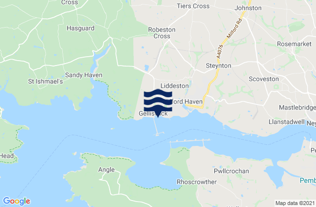 Mappa delle maree di Gelliswick Bay, United Kingdom