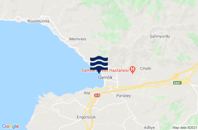 Mappa delle maree di Gemlik, Turkey