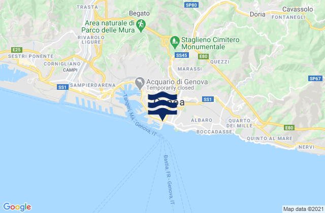 Mappa delle maree di Genoa, Italy