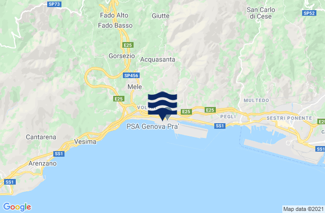 Mappa delle maree di Genoa Voltri, Italy