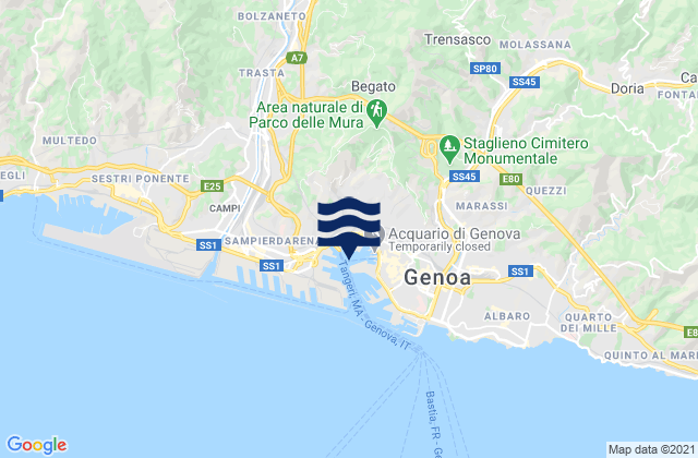 Mappa delle maree di Genova, Italy