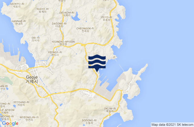Mappa delle maree di Geoje-si, South Korea
