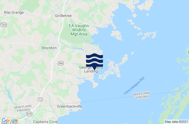 Mappa delle maree di George Island Landing, Chincoteague Bay, United States