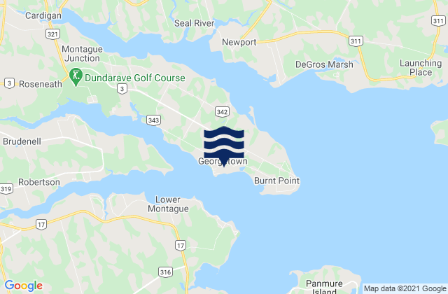 Mappa delle maree di Georgetown Harbour, Canada