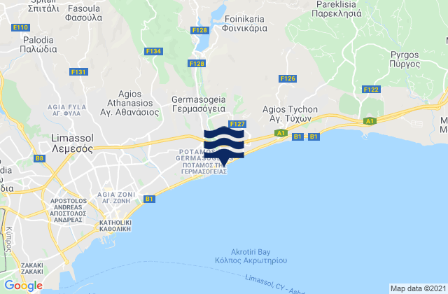 Mappa delle maree di Germasógeia, Cyprus