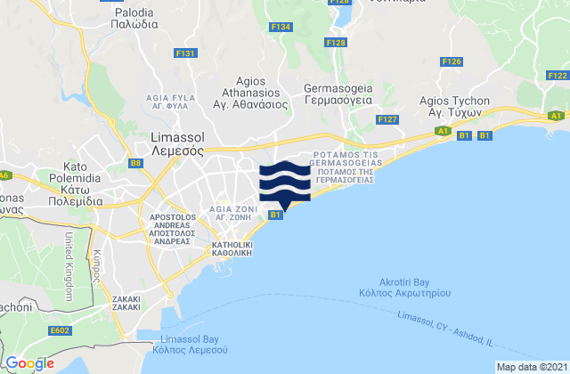 Mappa delle maree di Gerása, Cyprus