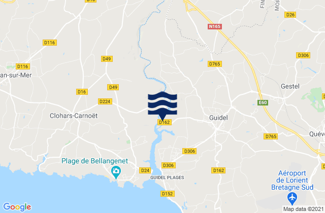 Mappa delle maree di Gestel, France