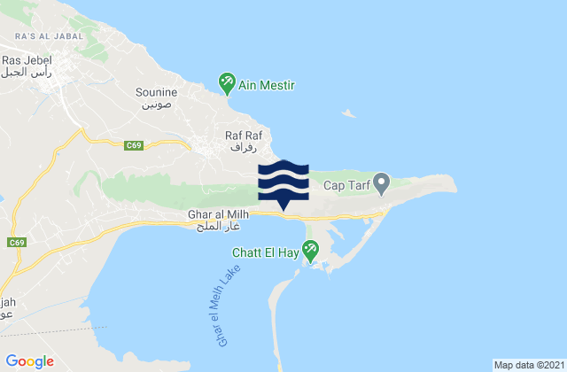 Mappa delle maree di Ghar El Meleh, Tunisia