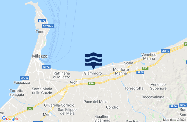 Mappa delle maree di Giammoro, Italy