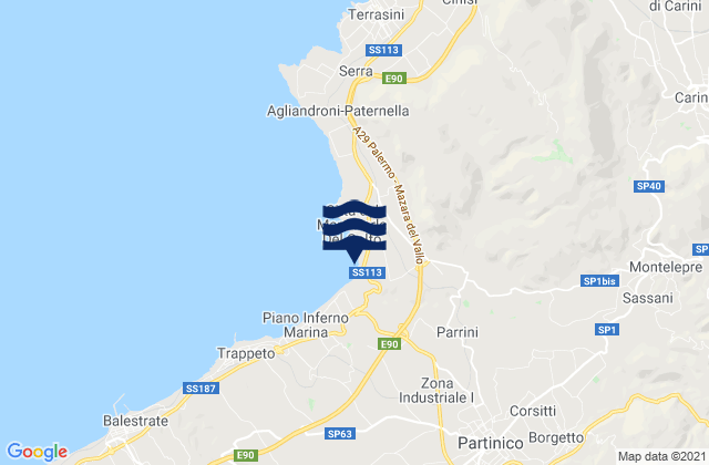 Mappa delle maree di Giardinello, Italy