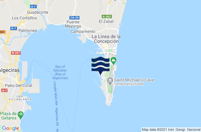 Mappa delle maree di Gibraltar (U.K.), Spain
