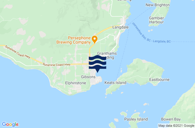 Mappa delle maree di Gibsons Landing, Canada