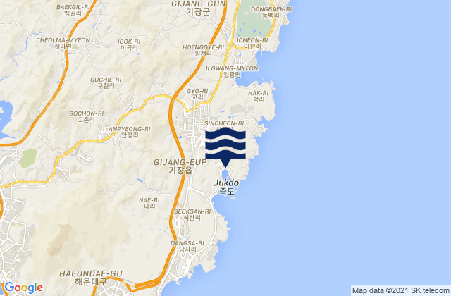 Mappa delle maree di Gijang, South Korea
