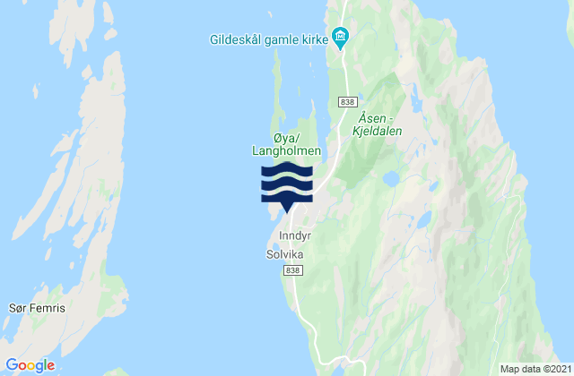 Mappa delle maree di Gildeskål, Norway