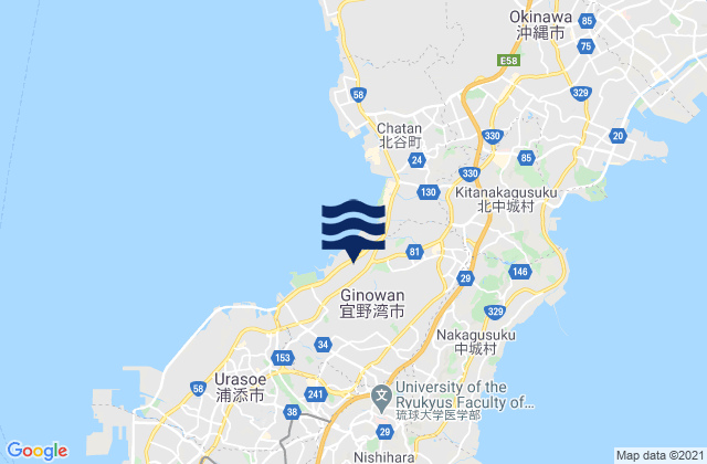 Mappa delle maree di Ginowan, Japan