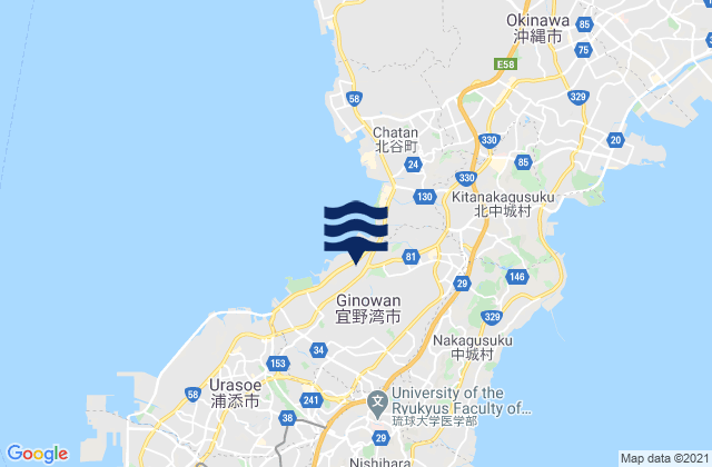 Mappa delle maree di Ginowan Shi, Japan