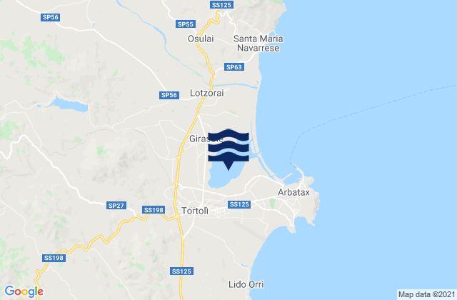 Mappa delle maree di Girasole, Italy