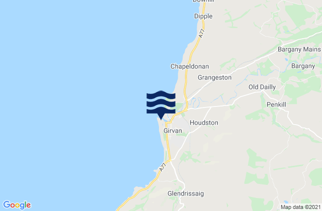 Mappa delle maree di Girvan, United Kingdom