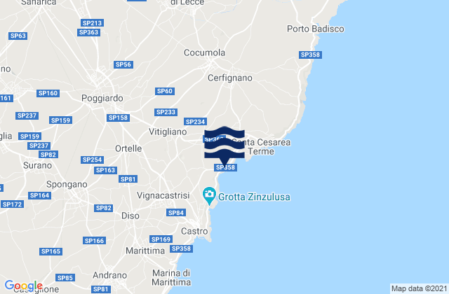 Mappa delle maree di Giuggianello, Italy
