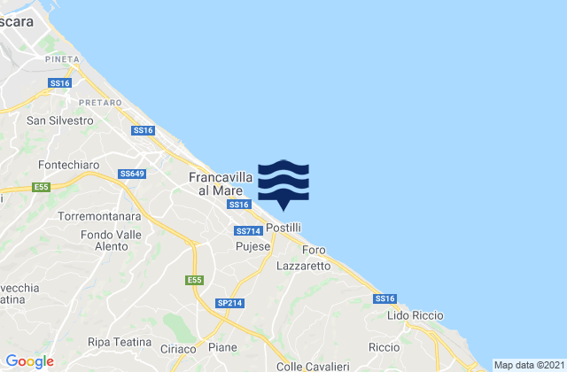 Mappa delle maree di Giuliano Teatino, Italy