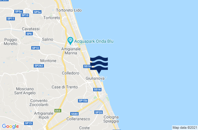 Mappa delle maree di Giulianova, Italy