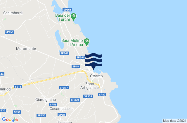 Mappa delle maree di Giurdignano, Italy
