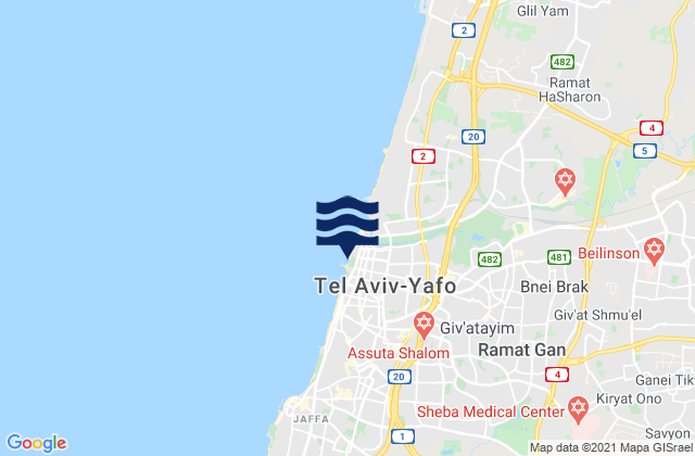 Mappa delle maree di Givatayim, Israel