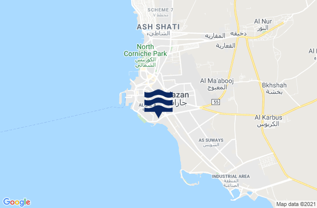 Mappa delle maree di Gizan, Saudi Arabia