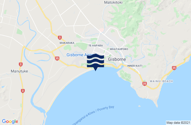 Mappa delle maree di Gizzy Pipe (Gisborne), New Zealand