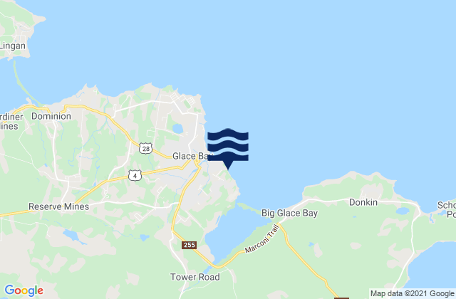 Mappa delle maree di Glace Bay Beach, Canada