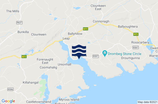 Mappa delle maree di Glandore Harbour, Ireland